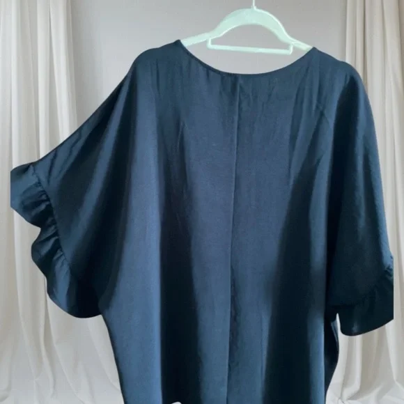 ANDREE BY UNIT Deep charcoal Black. Ruffle Sleeve Top - Picture 5 of 8